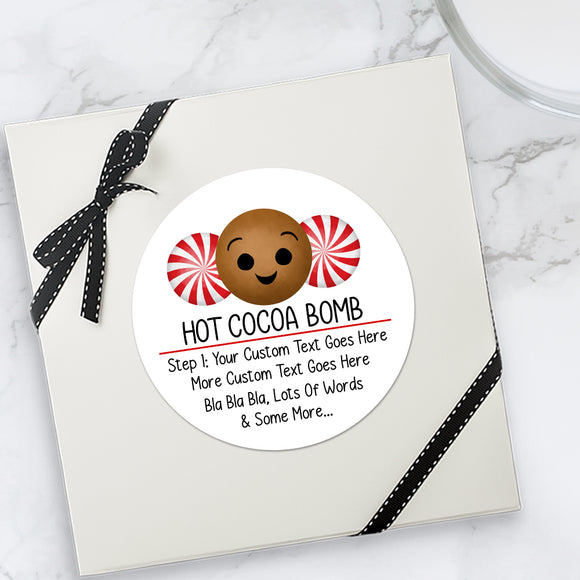 Hot Cocoa Bomb (Peppermint Chocolate Bombs) - Custom Stickers