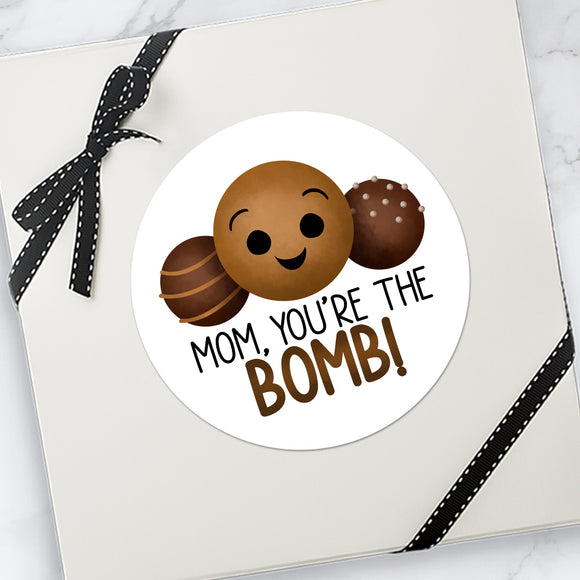 Mom, You're The Bomb (Hot Cocoa Bombs) - Stickers