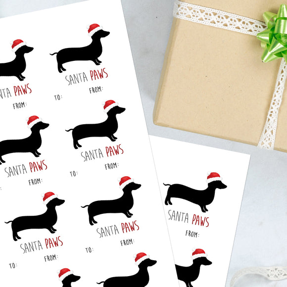 Santa Paws Dachshund (Gift Tag) - Stickers