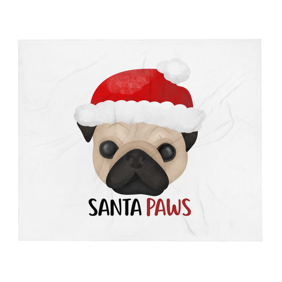 Santa Paws (Pug) - Throw Blanket