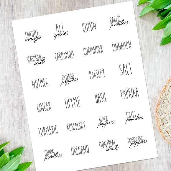 Names Of Seasonings And Spices - Stickers