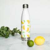 Lemon And Lime Slices Pattern - Water Bottle