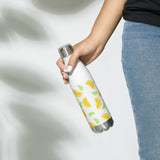 Lemon And Lime Slices Pattern - Water Bottle