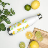 Lemon And Lime Slices Pattern - Water Bottle