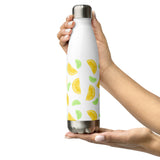 Lemon And Lime Slices Pattern - Water Bottle