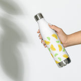 Lemon And Lime Slices Pattern - Water Bottle