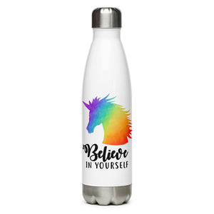 Believe In Yourself (Rainbow Unicorn) - Water Bottle