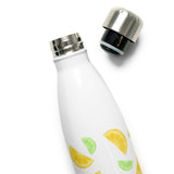 Lemon And Lime Slices Pattern - Water Bottle