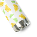 Lemon And Lime Slices Pattern - Water Bottle