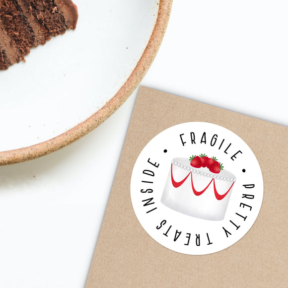 Fragile Pretty Treats Inside (Cake) - Stickers