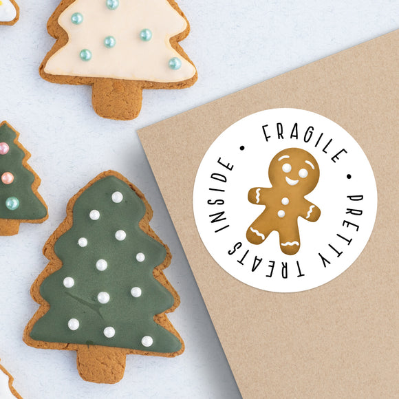 Fragile Pretty Treats Inside (Gingerbread Cookie) - Stickers
