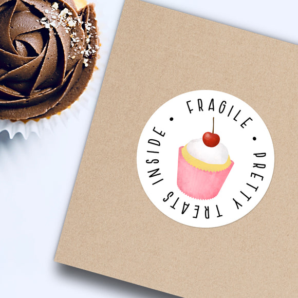 Fragile Pretty Treats Inside (Cupcake) - Stickers