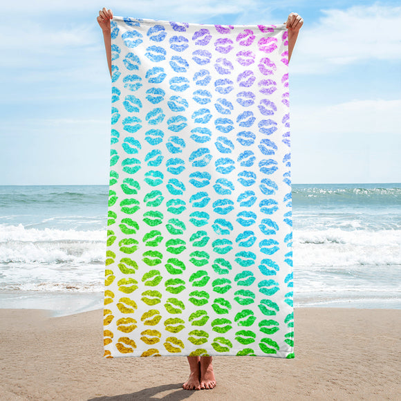 Rainbow Lips (Faux Glitter) Pattern - Towel