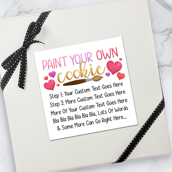 Paint Your Own Cookie (Paintbrush With Hearts) - Custom Stickers