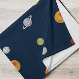 Planets In Space Pattern - Throw Blanket