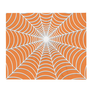 Spiderweb Pattern (Orange Background) - Throw Blanket