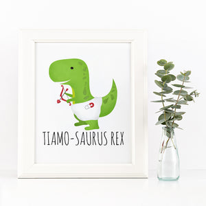 Tiamo-Saurus Rex (Cupid Dinosaur) - Ready To Ship 8x10" Print