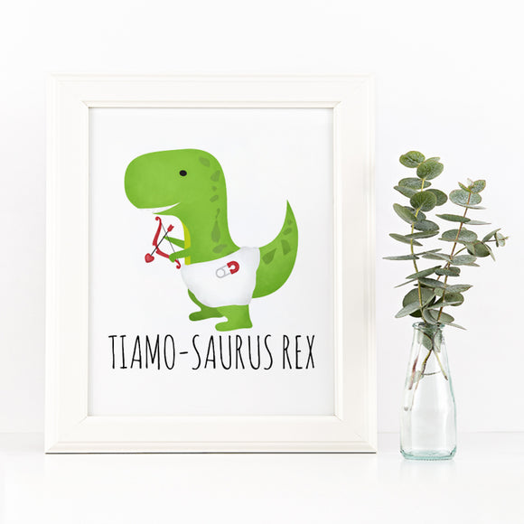 Tiamo-Saurus Rex (Cupid Dinosaur) - Ready To Ship 8x10