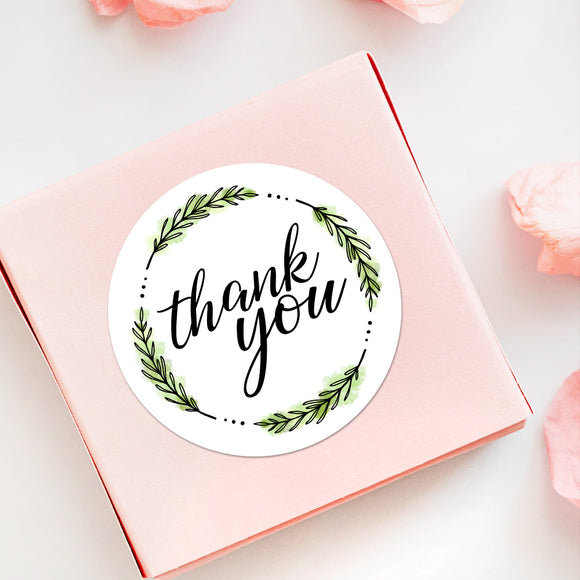 Thank You (Green Wreath) - Stickers