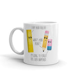 Ruler, Pencil and Eraser Puns - Mug