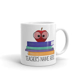 Teacher's Apple And Books - Custom Text Mug