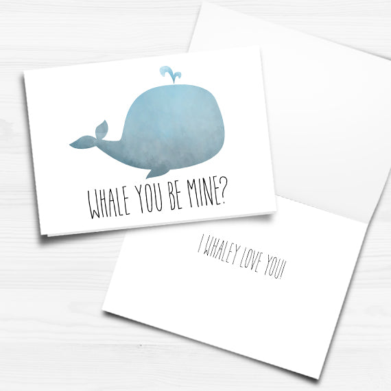Whale You Be Mine - Print At Home Card